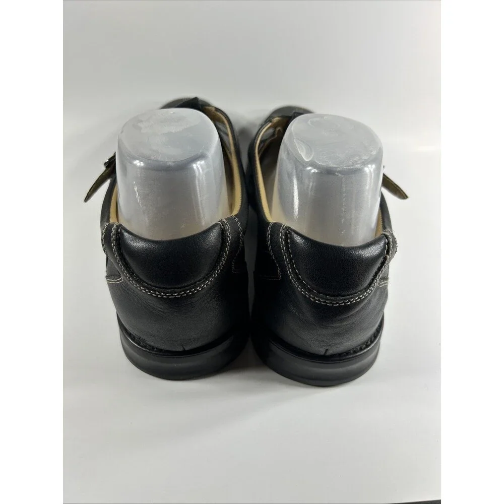Johnston & Murphy Mens Sandals Size 10.5 Black Shoes Sheepskin Adjustable Strap